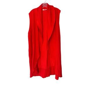 Bryn Walker Vest Red Soft Cozy Casual Jersey Lagenlook Relaxed Bamboo Long Large